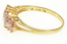 Load image into Gallery viewer, 10K Diamond Ruby Flower Cluster Statement Ring Yellow Gold