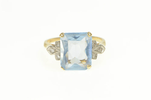 14K 3.10 Ctw Aquamarine Diamond Accent Cocktail Ring Yellow Gold