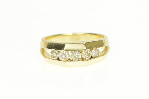 14K 1.00 Ctw Diamond Squared Channel Men's Ring Yellow Gold