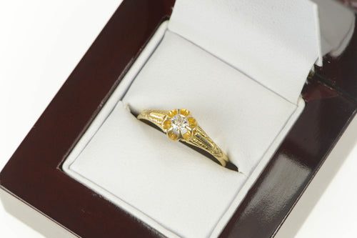 14K 0.16 Ct OEC Diamond Promise Engagement Ring Yellow Gold