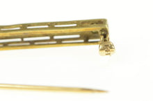 Load image into Gallery viewer, 14K Art Deco Peridot Ornate Floral Engraved Bar Pin/Brooch Yellow Gold