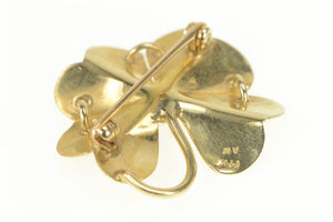 14K Diamond Clover Shamrock Good Luck Pin/Brooch Yellow Gold