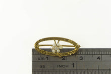 Load image into Gallery viewer, 10K Victorian Seed Pearl Diamond Flower Oval Pin/Brooch Yellow Gold