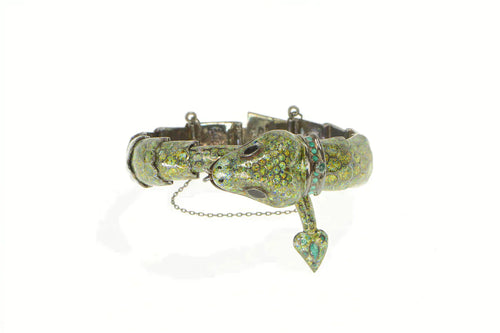 Sterling Silver Elaborate Enamel Snake Serpent Wrap Taxco Bracelet 7