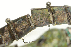 Sterling Silver Elaborate Enamel Snake Serpent Wrap Taxco Bracelet 7"