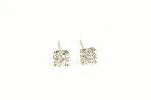 Load image into Gallery viewer, 14K Classic Diamond Inset Ornate Stud Earrings White Gold