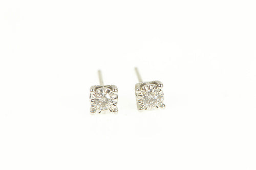 14K Classic Diamond Inset Ornate Stud Earrings White Gold