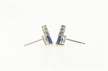 Load image into Gallery viewer, 14K Oval Natural Sapphire Diamond Cluster Stud Earrings White Gold