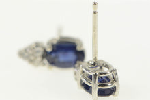 Load image into Gallery viewer, 14K Oval Natural Sapphire Diamond Cluster Stud Earrings White Gold