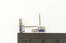 Load image into Gallery viewer, 14K Oval Natural Sapphire Diamond Cluster Stud Earrings White Gold