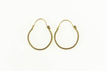 Load image into Gallery viewer, 14K Curved Bar Filigree Squared Edge Hoop Earrings Yellow Gold