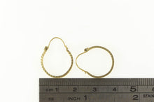 Load image into Gallery viewer, 14K Curved Bar Filigree Squared Edge Hoop Earrings Yellow Gold