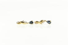 Load image into Gallery viewer, 14K Pear Sapphire Diamond Accent Drop Dangle Earrings Yellow Gold