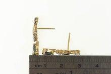 Load image into Gallery viewer, 14K Pear Sapphire Diamond Accent Drop Dangle Earrings Yellow Gold