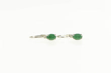 Load image into Gallery viewer, 14K Natural Emerald Diamond Accent Dangle Earrings White Gold