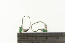 Load image into Gallery viewer, 14K Natural Emerald Diamond Accent Dangle Earrings White Gold