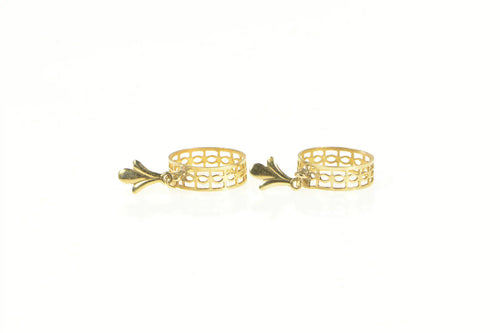 14K Round Filigree Circle Dangle Retro Fashion Earrings Yellow Gold