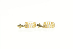 14K Round Filigree Circle Dangle Retro Fashion Earrings Yellow Gold