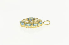 Load image into Gallery viewer, 14K Blue Topaz CZ Diamond Accent Round Cluster Pendant Yellow Gold