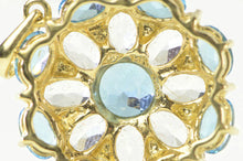 Load image into Gallery viewer, 14K Blue Topaz CZ Diamond Accent Round Cluster Pendant Yellow Gold
