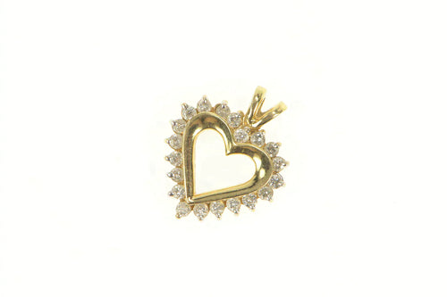 14K 0.60 Ctw Heart Diamond Classic Love Pendant Yellow Gold