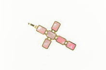 Load image into Gallery viewer, 14K Pink Mother of Pearl Inset Cross Christian Pendant Yellow Gold