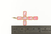 Load image into Gallery viewer, 14K Pink Mother of Pearl Inset Cross Christian Pendant Yellow Gold