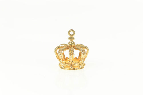14K 3D Crown Jewels Tiara Royalty Queen King Charm/Pendant Yellow Gold