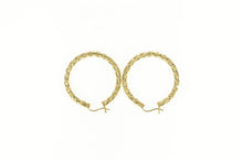 Load image into Gallery viewer, 14K 30.7mm Twist Design Textured Fashion Hoop Earrings Yellow Gold