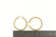 Load image into Gallery viewer, 14K 30.7mm Twist Design Textured Fashion Hoop Earrings Yellow Gold