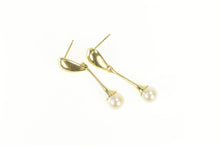 Load image into Gallery viewer, 14K Pearl Dangle Drop Curvy Statement Earrings Yellow Gold