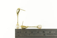 Load image into Gallery viewer, 14K Pearl Dangle Drop Curvy Statement Earrings Yellow Gold