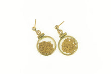 Load image into Gallery viewer, 14K Round 24k Gold Nugget Capsule Dangle Earrings Yellow Gold
