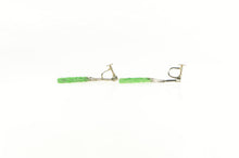 Load image into Gallery viewer, Platinum Carved Floral Jade Diamond Dangle Screw Back Earrings