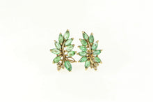 Load image into Gallery viewer, 14K Marquise Emerald Diamond Wavy Cluster Earrings Yellow Gold