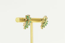 Load image into Gallery viewer, 14K Marquise Emerald Diamond Wavy Cluster Earrings Yellow Gold