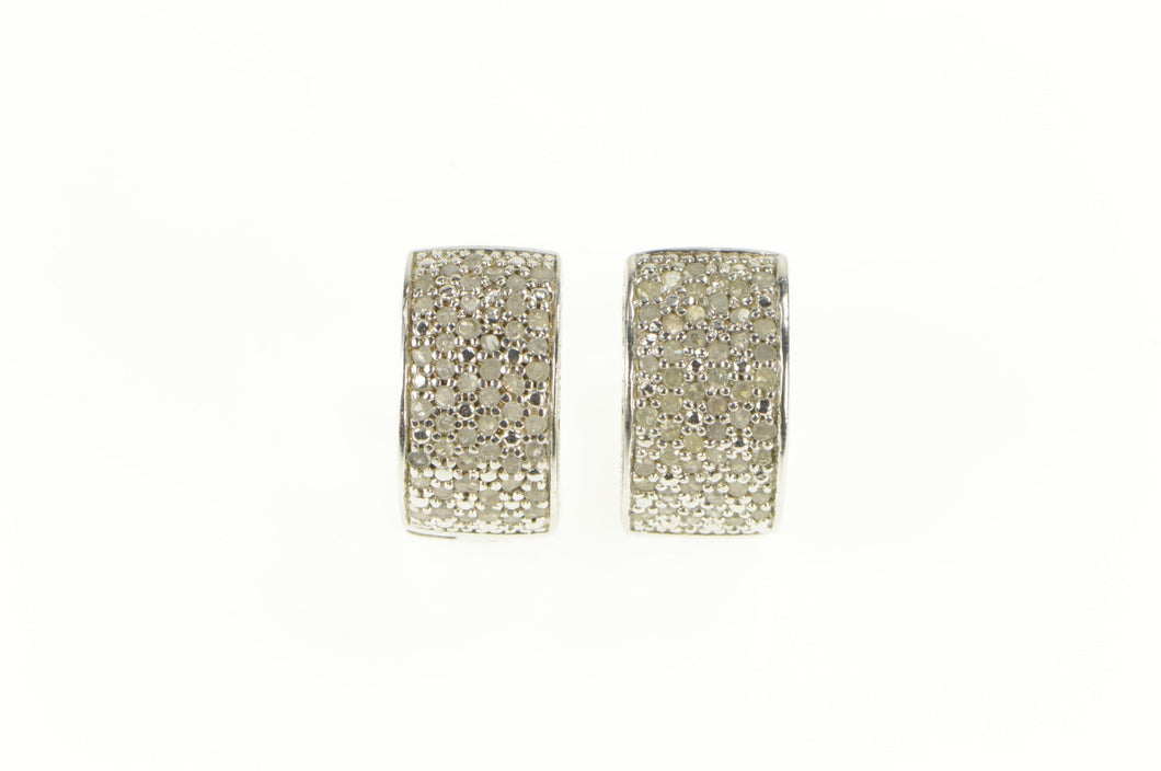 Sterling Silver Pave Diamond Filigree Ornate Statement Hoop Earrings