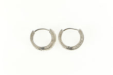Load image into Gallery viewer, Sterling Silver Pave Diamond Filigree Ornate Statement Hoop Earrings