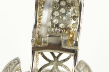 Load image into Gallery viewer, Sterling Silver Pave Diamond Filigree Ornate Statement Hoop Earrings