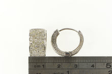 Load image into Gallery viewer, Sterling Silver Pave Diamond Filigree Ornate Statement Hoop Earrings