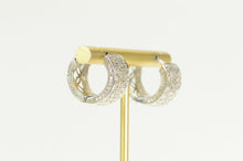 Load image into Gallery viewer, Sterling Silver Pave Diamond Filigree Ornate Statement Hoop Earrings