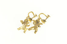 Load image into Gallery viewer, Gold Filled 3D Cherub Guardian Angel Screw Back Dangle Earrings
