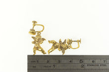 Load image into Gallery viewer, Gold Filled 3D Cherub Guardian Angel Screw Back Dangle Earrings