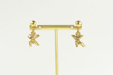 Load image into Gallery viewer, Gold Filled 3D Cherub Guardian Angel Screw Back Dangle Earrings