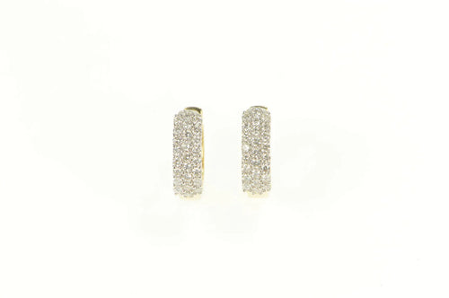 14K 0.75Ctw Pave Diamond Encrusted Statement Hoop Earrings Yellow Gold