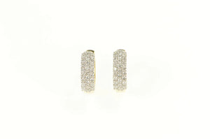 14K 0.75Ctw Pave Diamond Encrusted Statement Hoop Earrings Yellow Gold