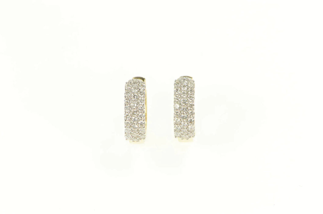 14K 0.75Ctw Pave Diamond Encrusted Statement Hoop Earrings Yellow Gold