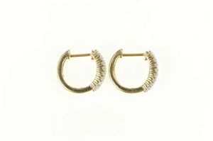 14K 0.75Ctw Pave Diamond Encrusted Statement Hoop Earrings Yellow Gold