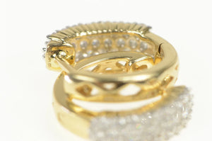 14K 0.75Ctw Pave Diamond Encrusted Statement Hoop Earrings Yellow Gold