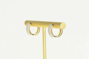 14K 0.75Ctw Pave Diamond Encrusted Statement Hoop Earrings Yellow Gold